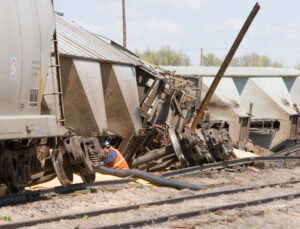 Freight train involved in a railroad accident in Texas