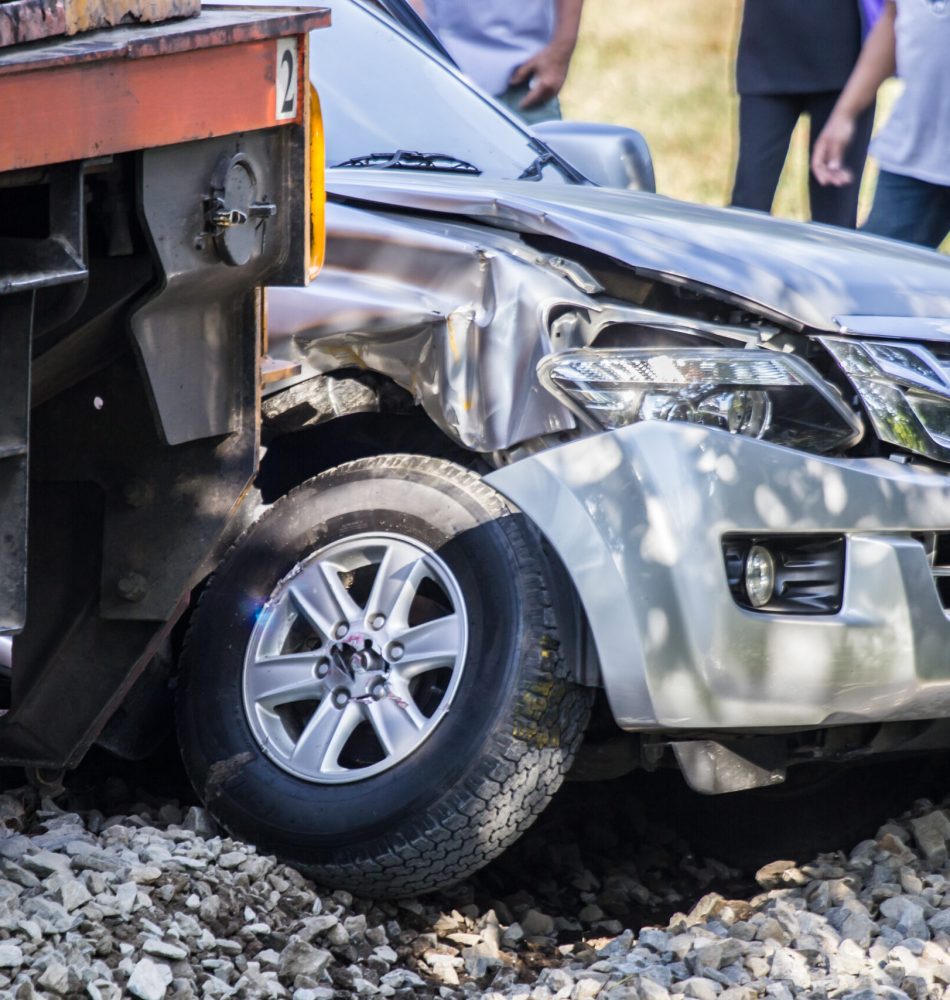 Train crashes in car, firefight car
